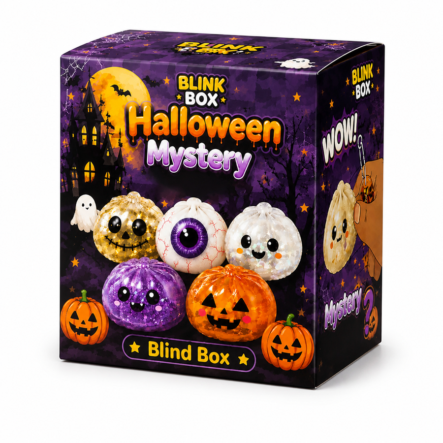 Halloween Mystery squishy blind box package on white background