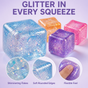 Close-up glitter squeeze cube texture rounded edges and flexible surface