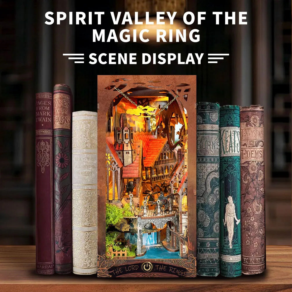 "Spirit of the Valley of the Magic Ring - Backlit Book Divider Kit | Lord of the Rings Miniature DIY House V1"