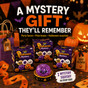Halloween mystery blind boxes arranged as party favors and gifts