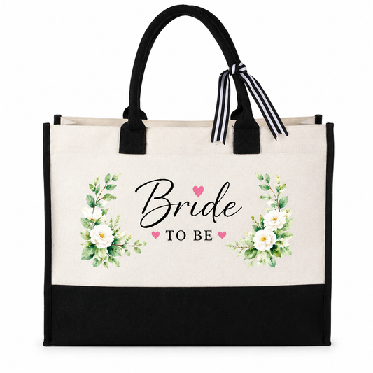 Bride To Be White Floral Wedding Tote Bag - image 1