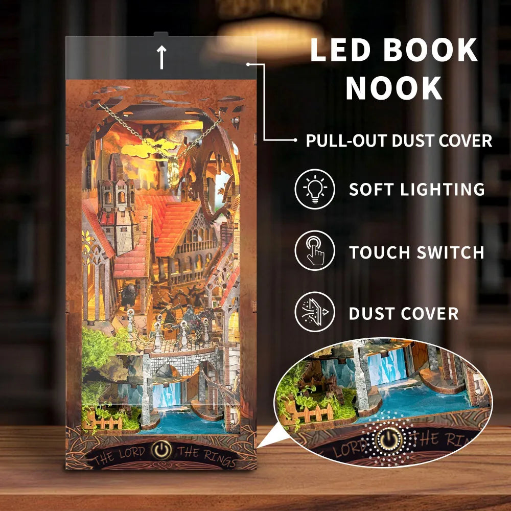"Spirit of the Valley of the Magic Ring - Backlit Book Divider Kit | Lord of the Rings Miniature DIY House V1"