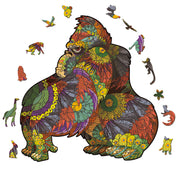 3D Gorillas Wooden Puzzles Set - Irregular Shaped Brain Teasers for Kids & Adults (100/200/300PC)