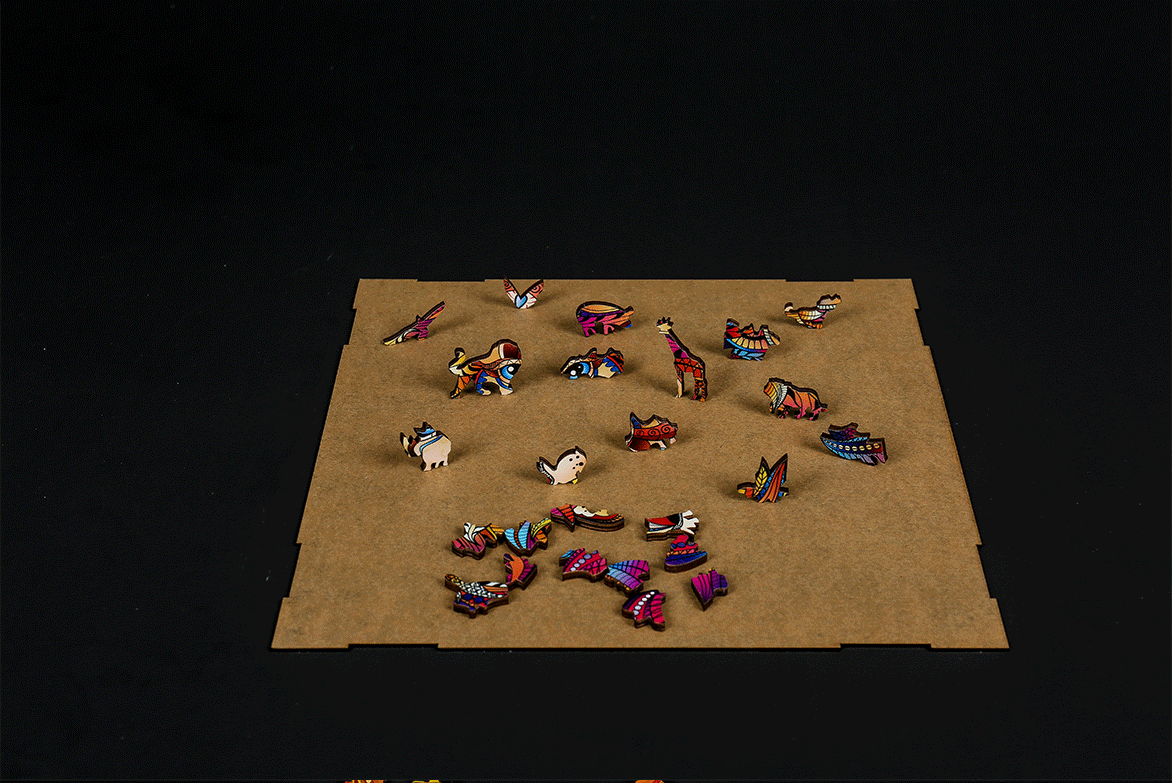 3D Wolf King Wooden Puzzles Set - Irregular Shaped Brain Teasers for Kids & Adults (100/200/300PC)