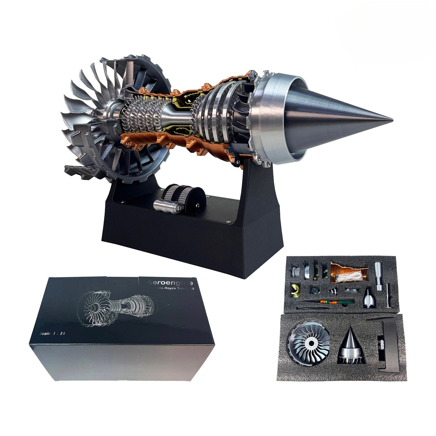 Aviation turbofan aircraft engine model assembly science experiment jet engine can power fighter jets