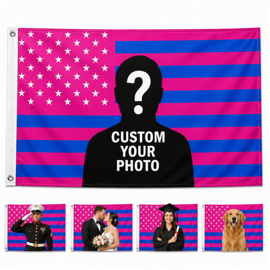 Custom Photo American Flag Banner - Hot Pink Blue product image 1