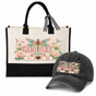 Personalized Floral Game Day Mom Tote Bag and Cap Set - Gray Cap product image 2