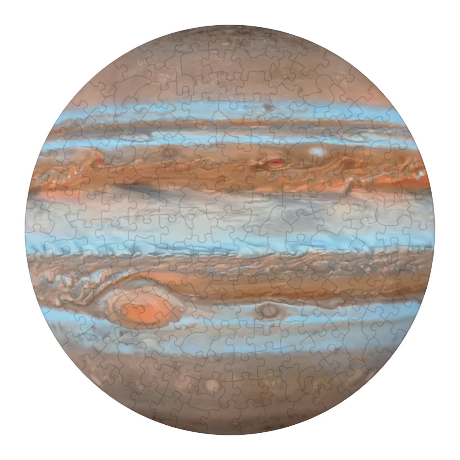Jupiter Round Puzzle 68/120/195PC - Seamless Gas Giant Jigsaw with Storm Texture & Cosmic Gradient (360° Art)