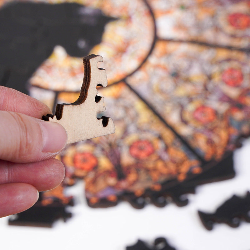 Cathedral Cat Wooden Jigsaw Puzzle - 108PC Stained Glass Anime Art for Collectors (Laser-Cut)