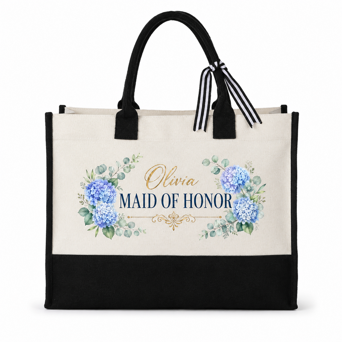 Personalized Maid of Honor Floral Name Tote Bag - image 1