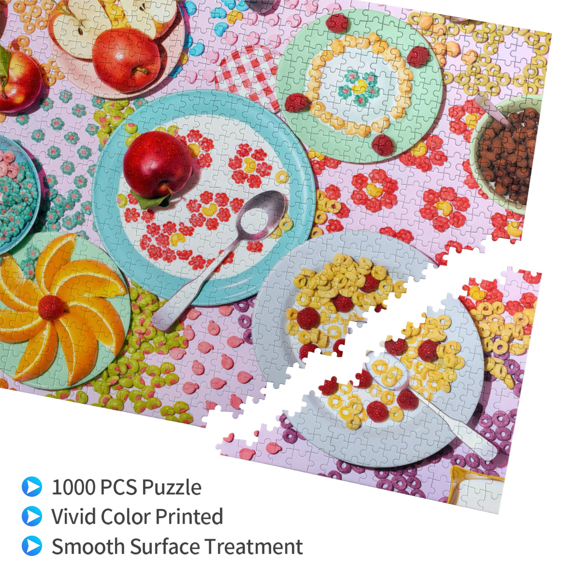 Gourmet Wooden Jigsaw Puzzles 300/500/1000 PCS - Framable Breakfast Art for Family Games & Wall Decor