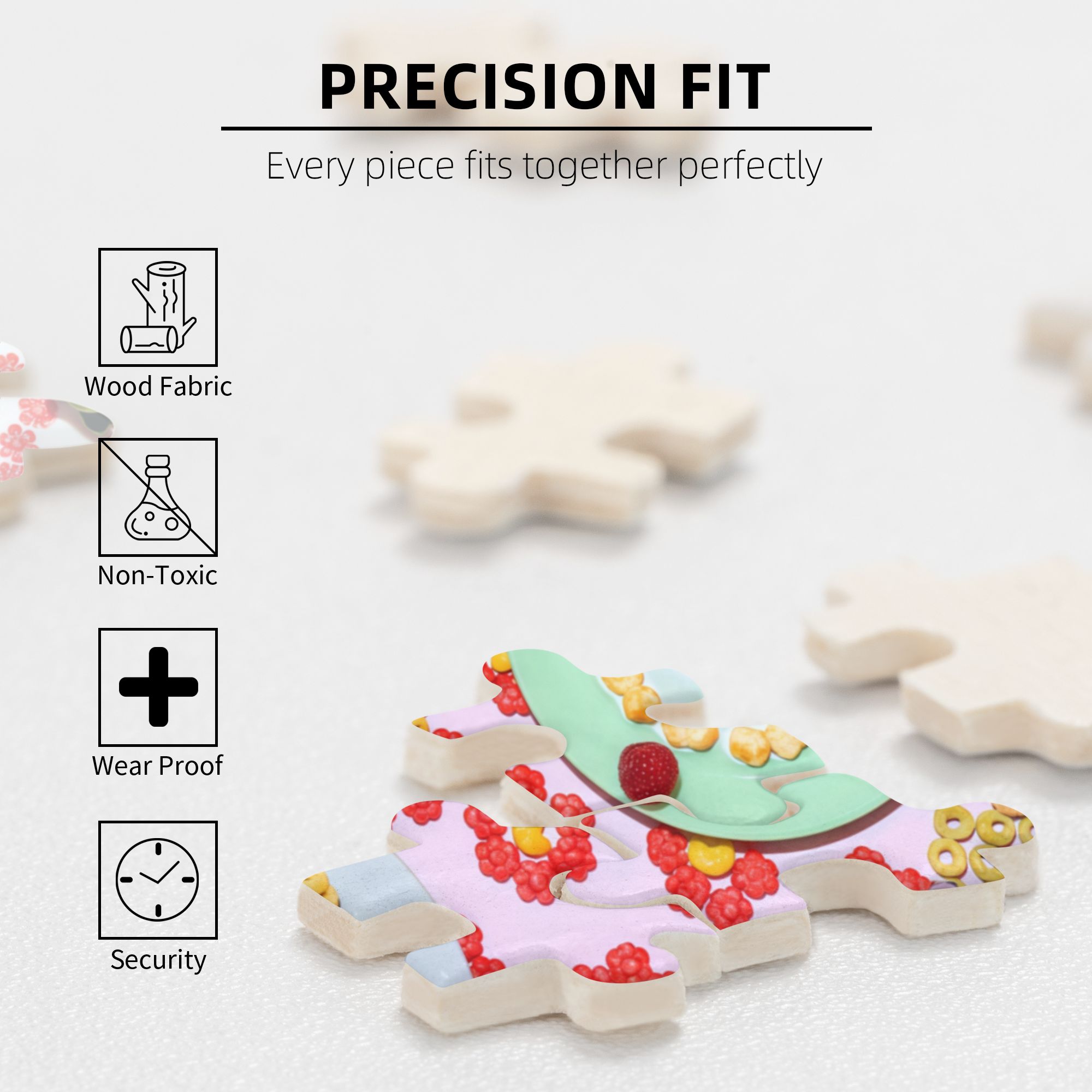 Gourmet Wooden Jigsaw Puzzles 300/500/1000 PCS - Framable Breakfast Art for Family Games & Wall Decor