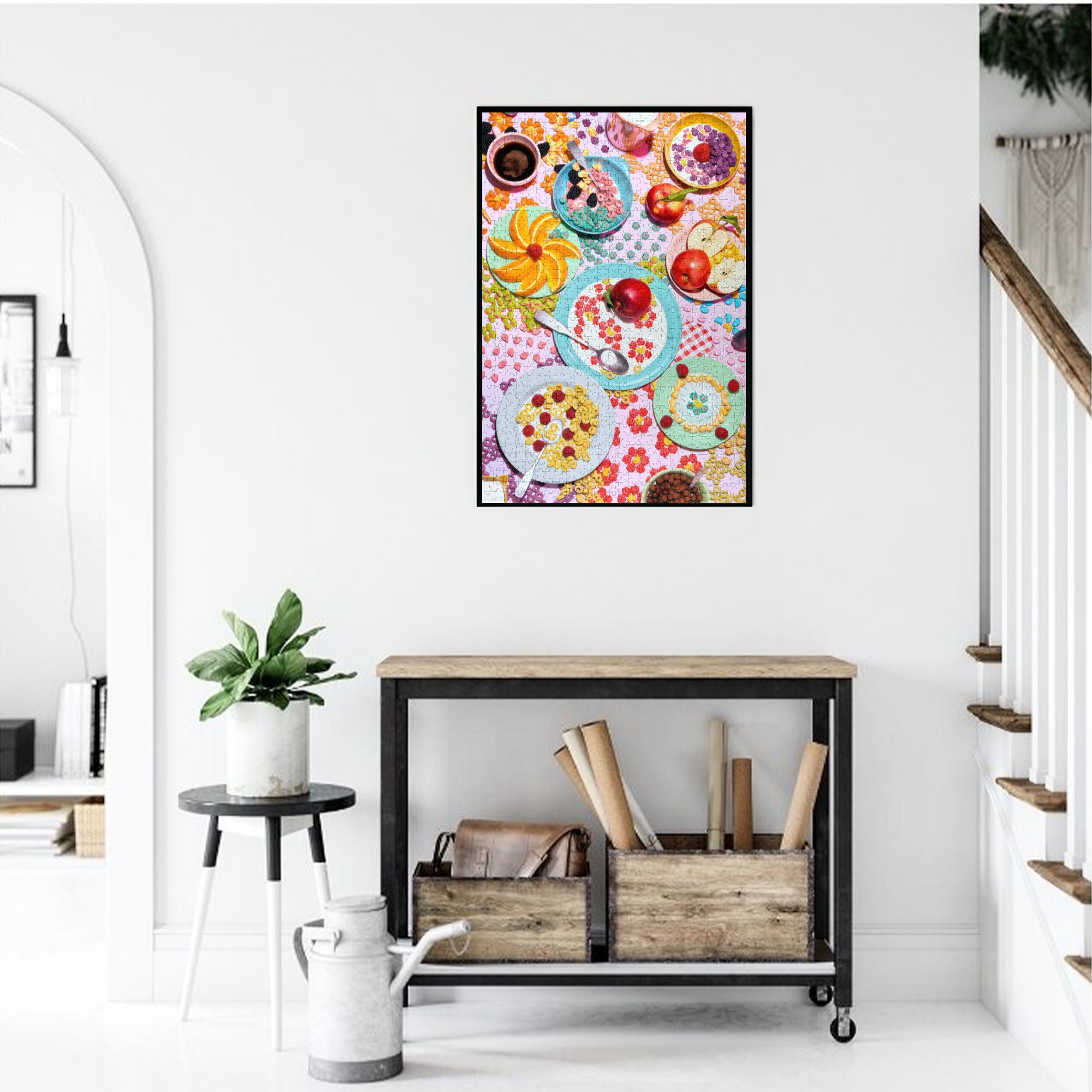 Gourmet Wooden Jigsaw Puzzles 300/500/1000 PCS - Framable Breakfast Art for Family Games & Wall Decor