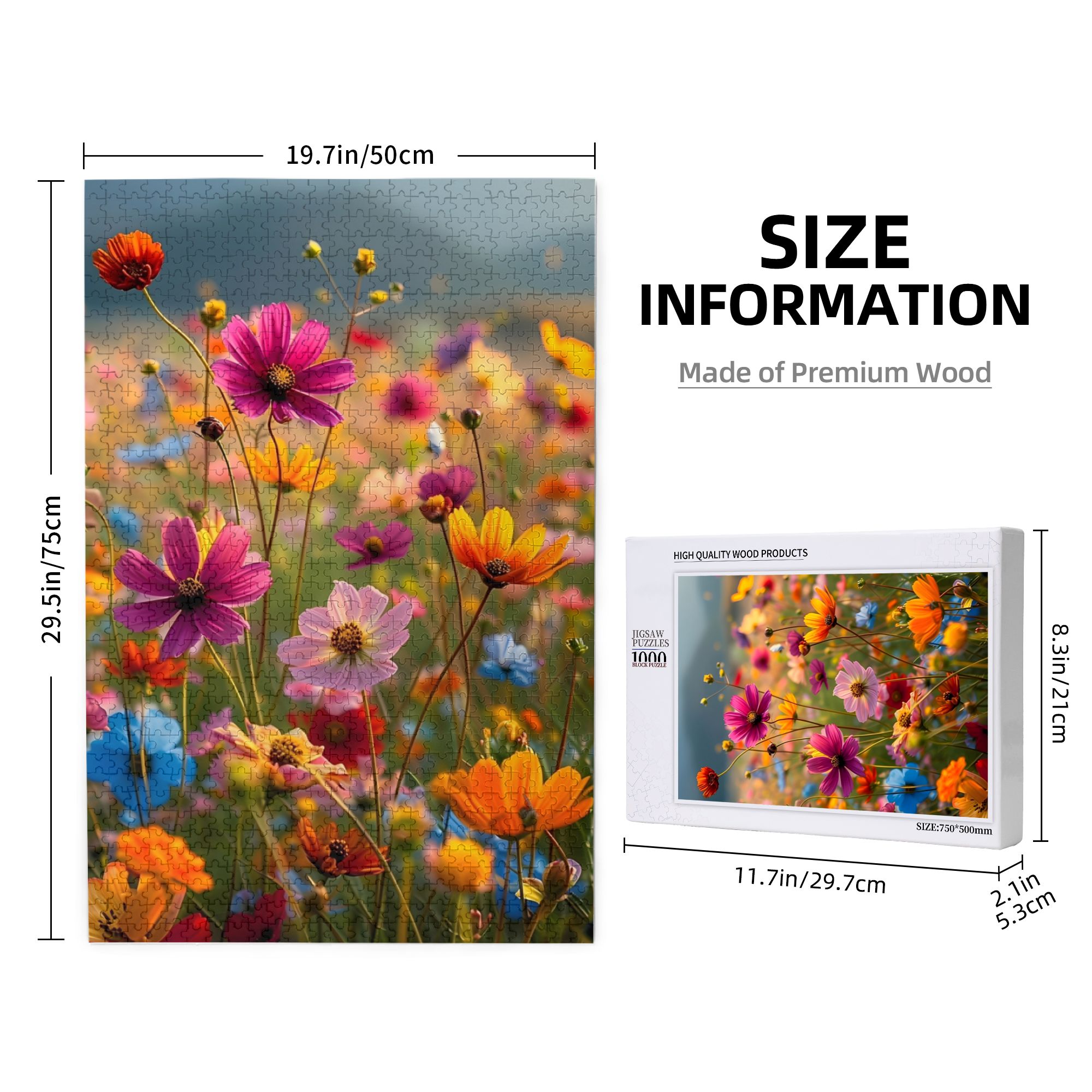 Botanical Wooden Jigsaw Puzzles 1000PC - Framable Floral Art Therapy for Adults (29.5''x19.7'')