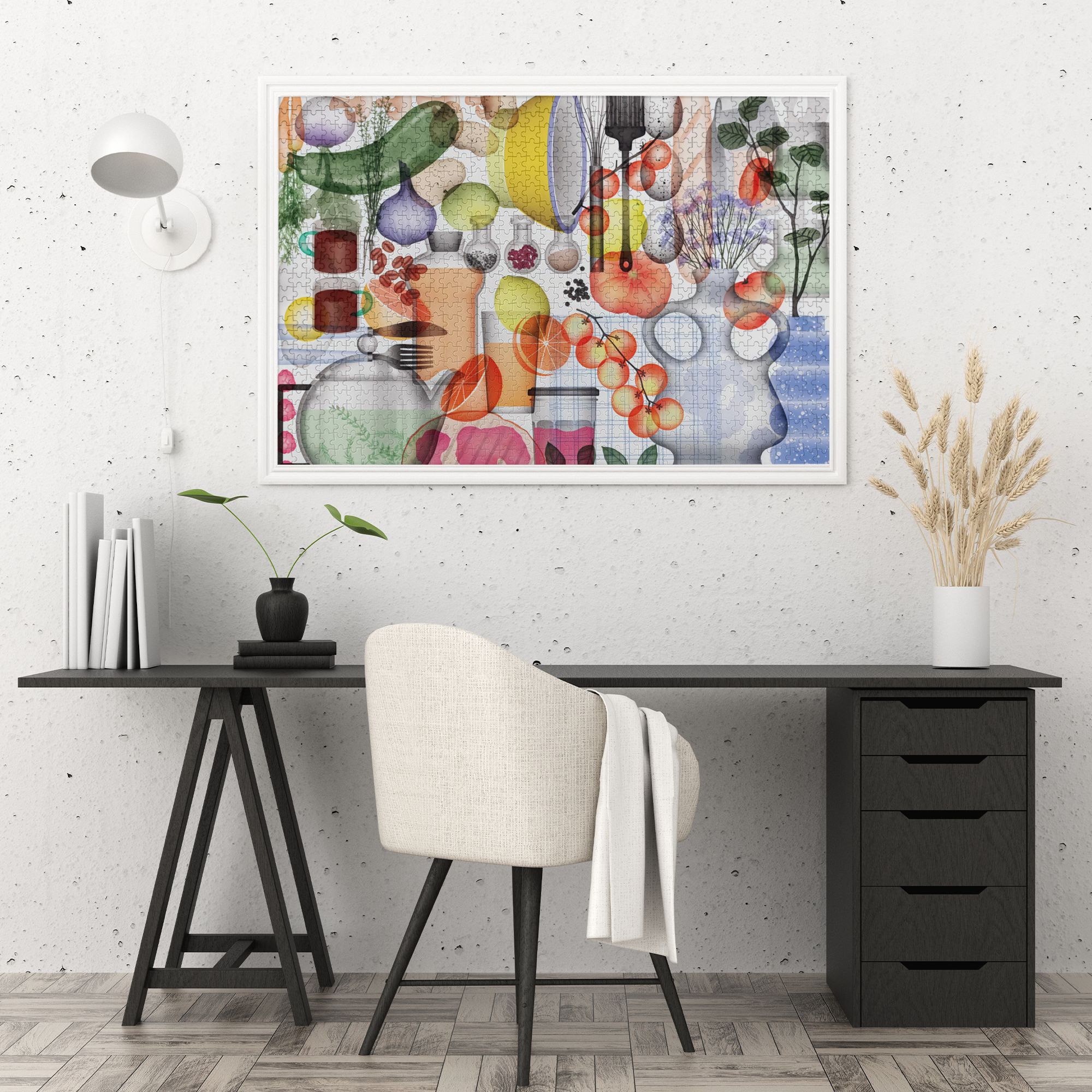 Framable Kitchen Art Wooden Jigsaw Puzzle - 1000PC Family Activity with UV Printed Fruit Design (30''x20'')