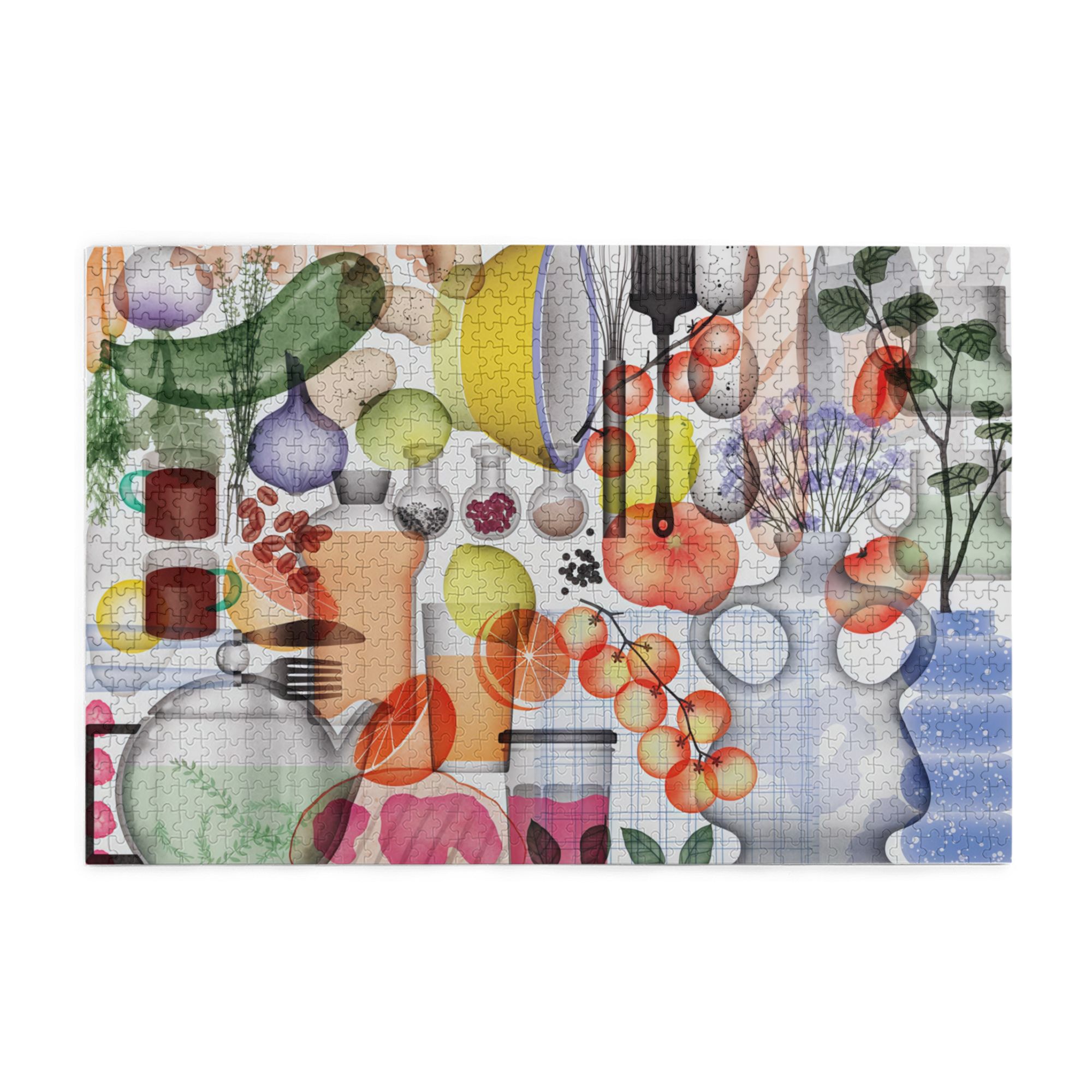 Framable Kitchen Art Wooden Jigsaw Puzzle - 1000PC Family Activity with UV Printed Fruit Design (30''x20'')