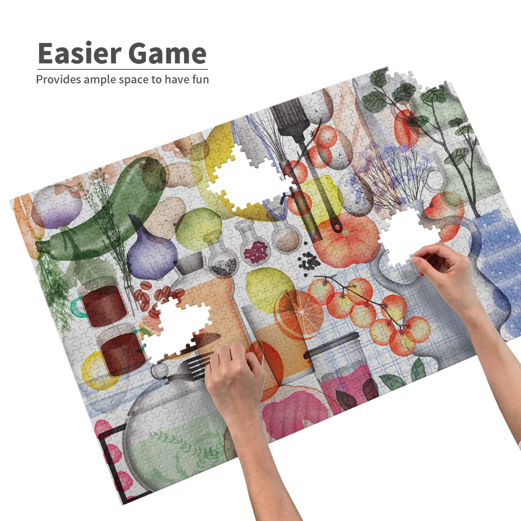 Framable Kitchen Art Wooden Jigsaw Puzzle - 1000PC Family Activity with UV Printed Fruit Design (30''x20'')