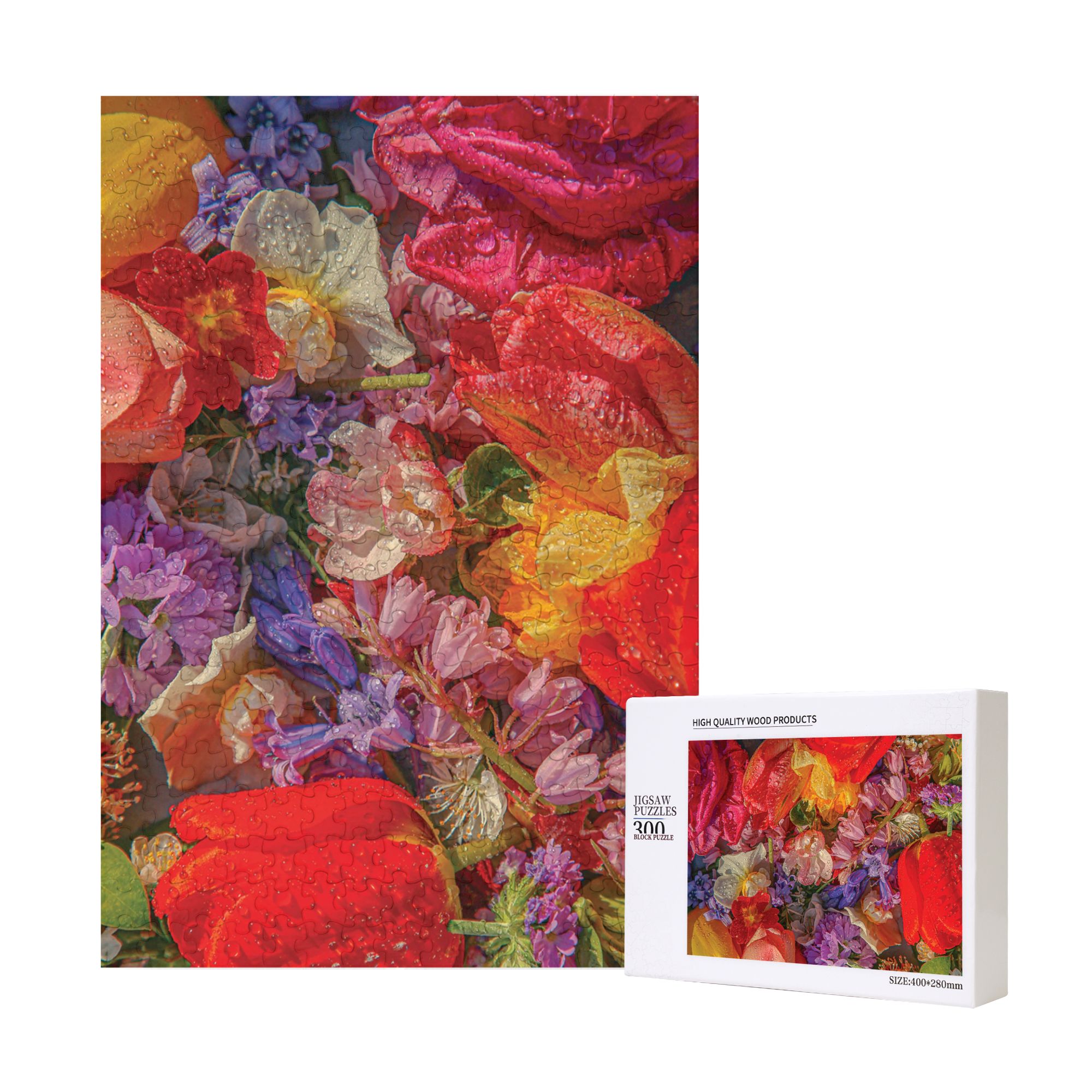 Floral Wooden Jigsaw Puzzle 300/500/1000PC | Botanical Stress Relief Art & Framable Wall Decor (16''x11'')
