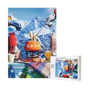 Alpine Winter Wooden Jigsaw Puzzles 300/500/1000PC - Cozy Cabin Scene with Hot Pot & Ski Decor Framable Art