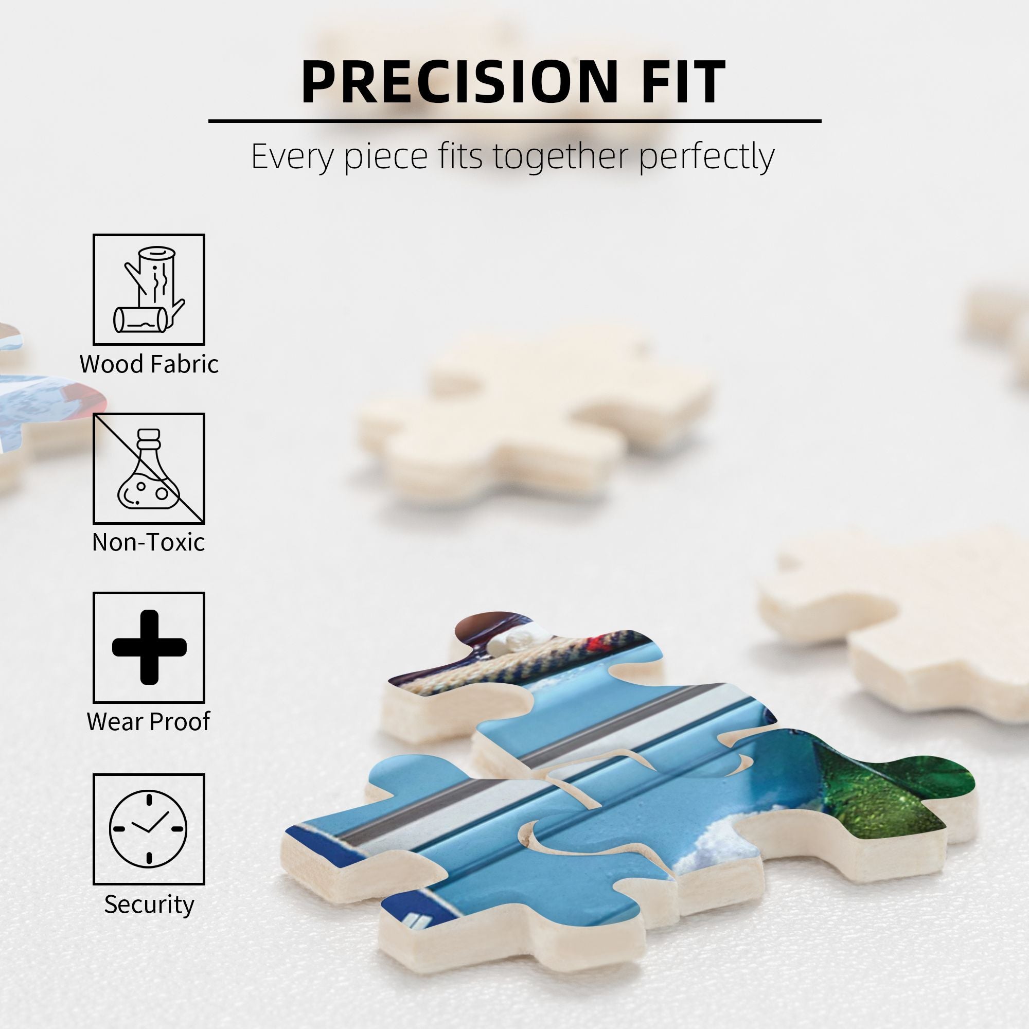 Alpine Winter Wooden Jigsaw Puzzles 300/500/1000PC - Cozy Cabin Scene with Hot Pot & Ski Decor Framable Art