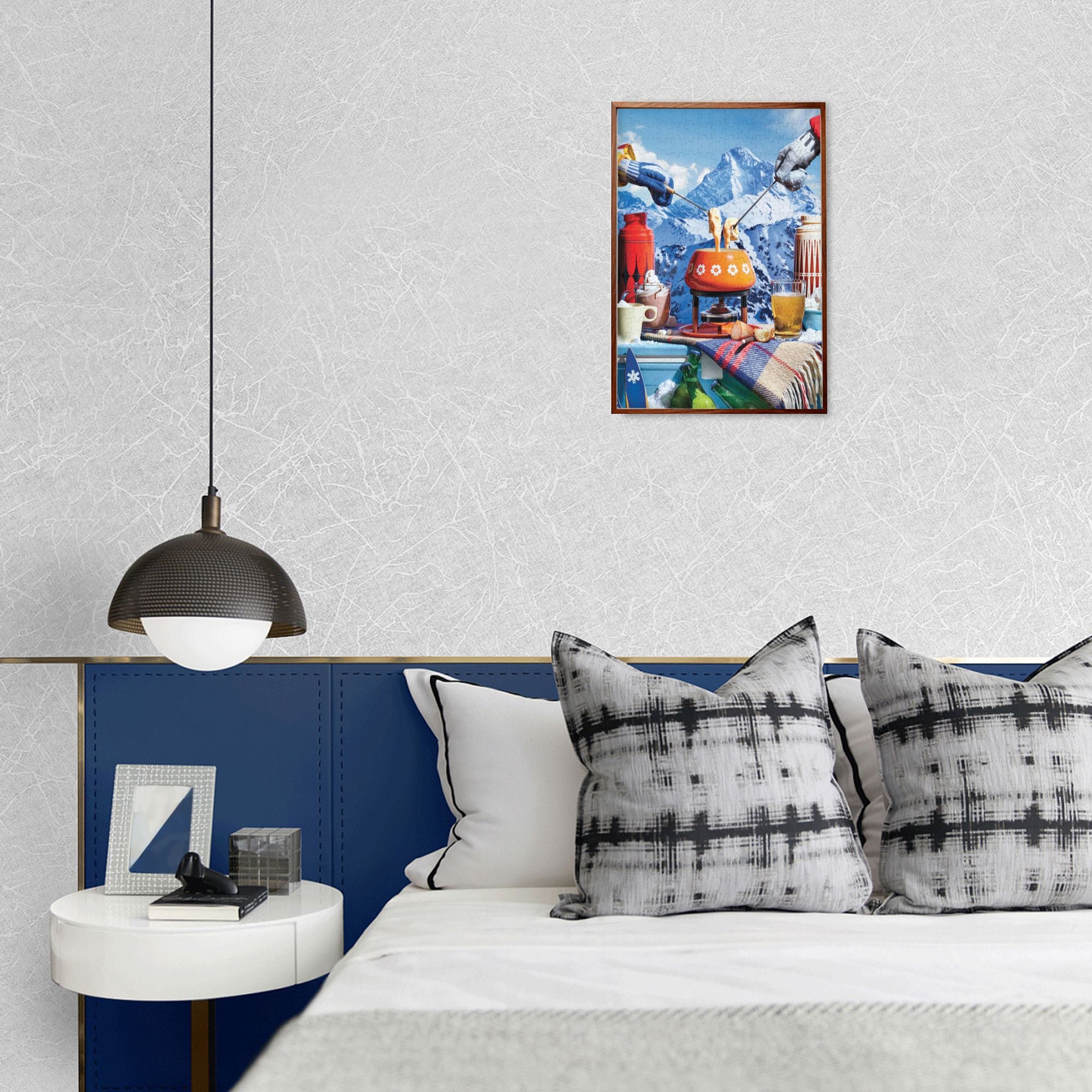 Alpine Winter Wooden Jigsaw Puzzles 300/500/1000PC - Cozy Cabin Scene with Hot Pot & Ski Decor Framable Art