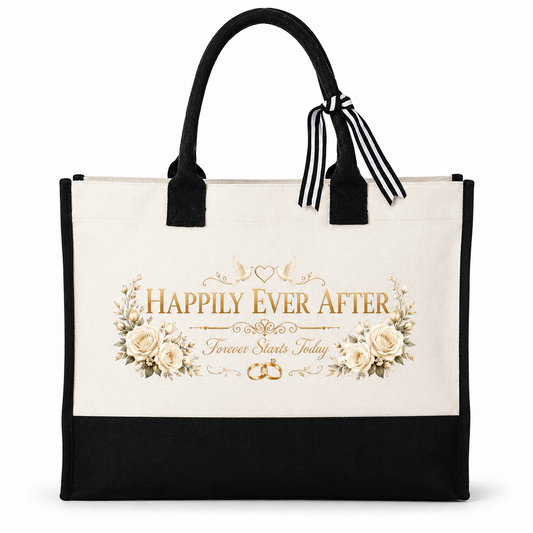 Happily Ever After Floral Wedding Tote Bag - image 1