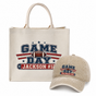 Personalized Game Day Tote Bag and Cap Set - Beige Navy Red product image 3