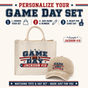 Personalized Game Day Tote Bag and Cap Set - Beige Navy Red product image 4