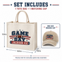 Personalized Game Day Tote Bag and Cap Set - Beige Navy Red product image 5