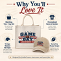 Personalized Game Day Tote Bag and Cap Set - Beige Navy Red product image 6
