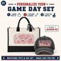 Personalized Pink Floral Game Day Mom Tote Bag and Cap Set product image 2