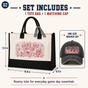 Personalized Pink Floral Game Day Mom Tote Bag and Cap Set product image 3