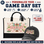 Personalized Floral Game Day Mom Tote Bag and Cap Set - Gray Cap product image 4