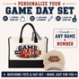 Personalized Varsity Game Day Tote Bag and Cap Set - Beige Black product image 2