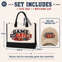 Personalized Varsity Game Day Tote Bag and Cap Set - Beige Black product image 3