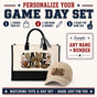 Personalized Football Mom Game Day Tote Bag and Cap Set - Beige product image 1