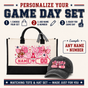 Personalized Pink Bow Game Day Tote Bag and Cap Set - Gray product image 4