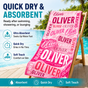 Personalized Pink Wave Beach Towel with Name - image 5