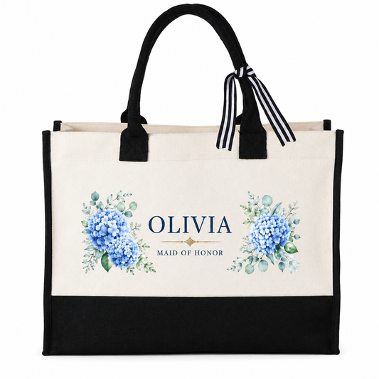 Personalized Maid of Honor Hydrangea Tote Bag - image 1