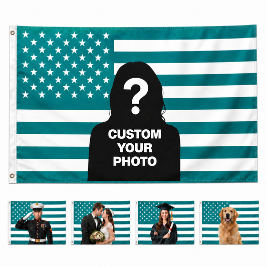 Custom Photo American Flag Banner - Teal Green product image 7
