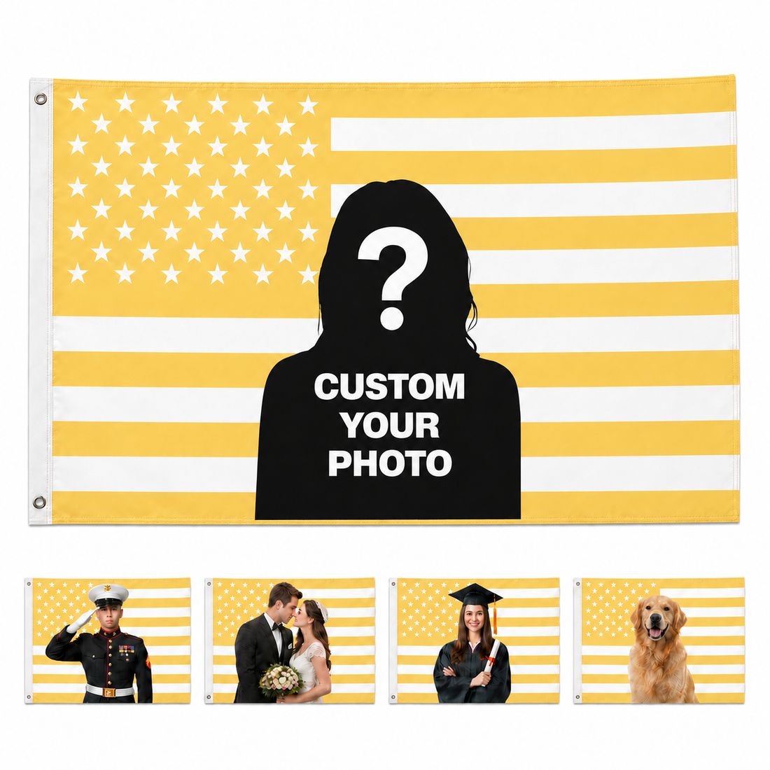 Custom Photo American Flag Banner - Soft Gold product image 7