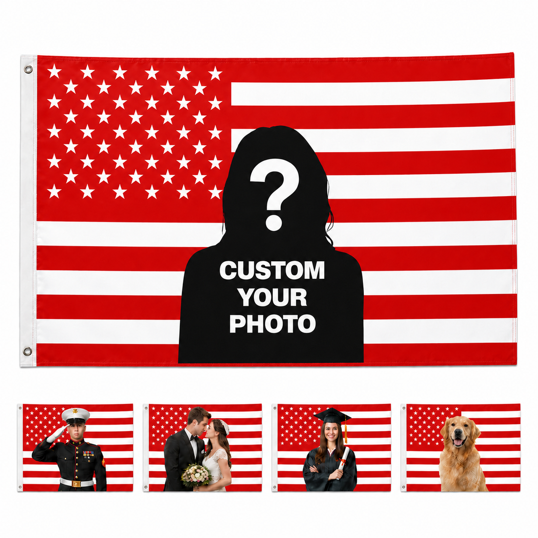 Custom Photo American Flag Banner - Crimson Red product image 1