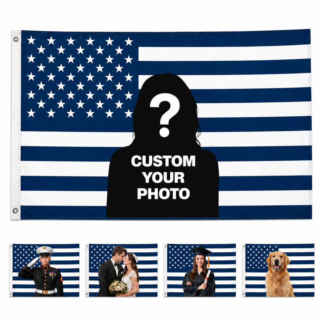 Custom Photo American Flag Banner - Prussian Blue product image 1