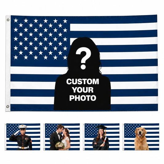 Custom Photo American Flag Banner - Prussian Blue product image 1
