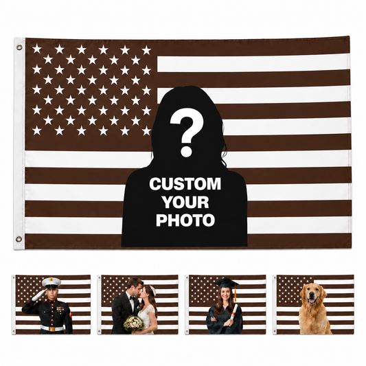 Custom Photo American Flag Banner - Walnut Brown product image 1