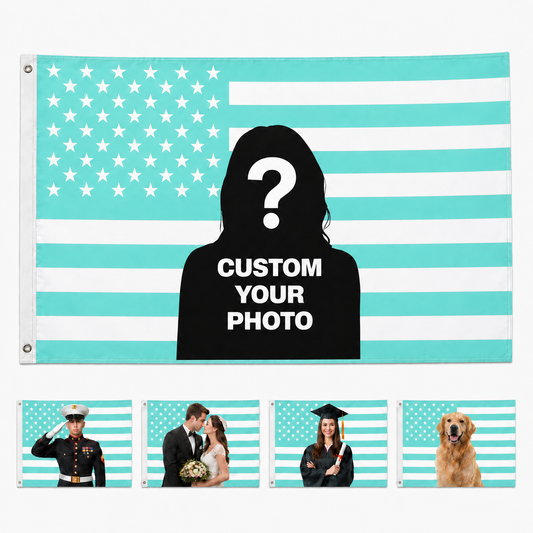Custom Photo American Flag Banner - Aqua Blue product image 1