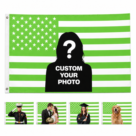 Custom Photo American Flag Banner - Lime Green product image 1