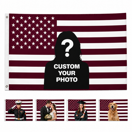 Custom Photo American Flag Banner - Burgundy product image 1