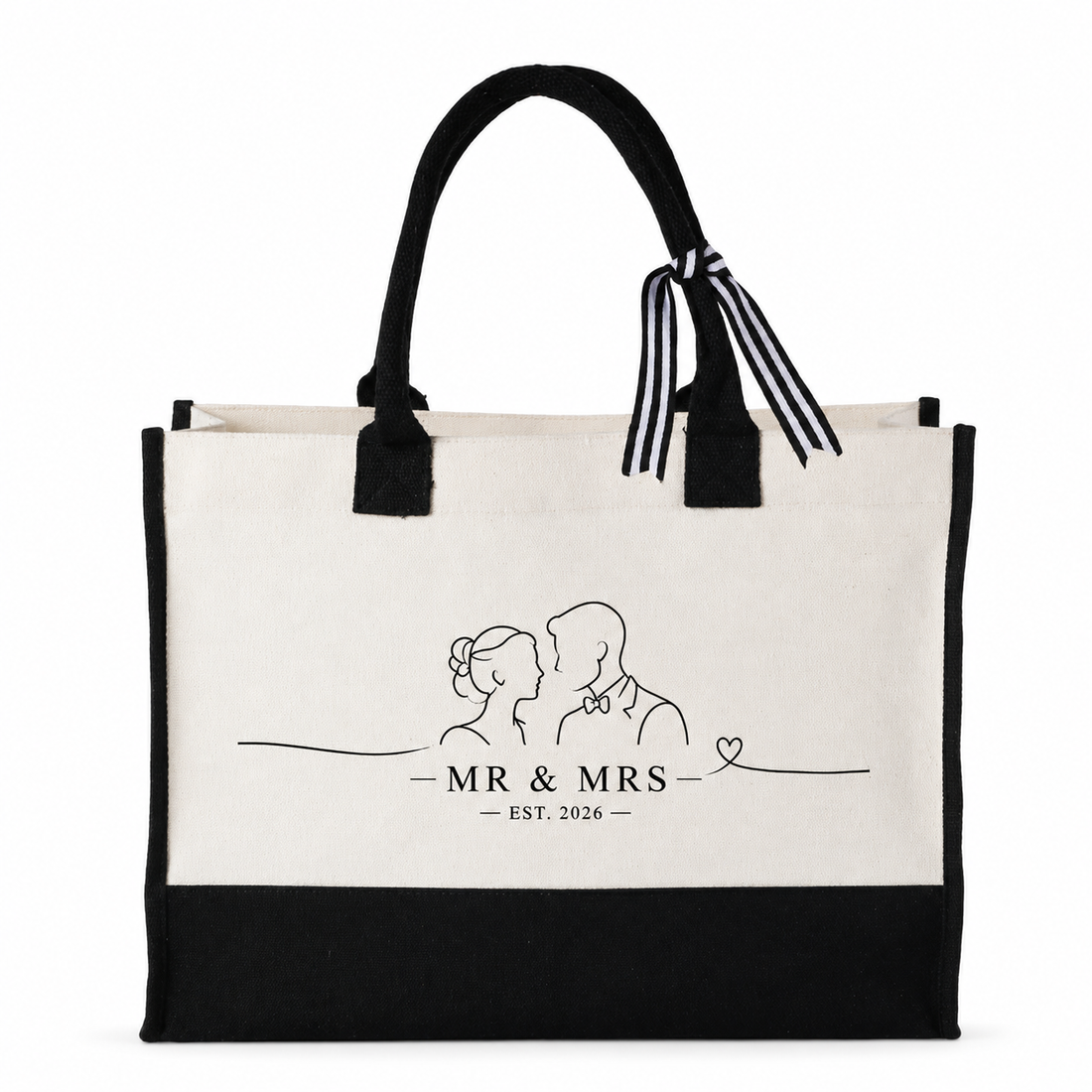 Personalized Mr & Mrs Line Art Wedding Tote Bag - image 1