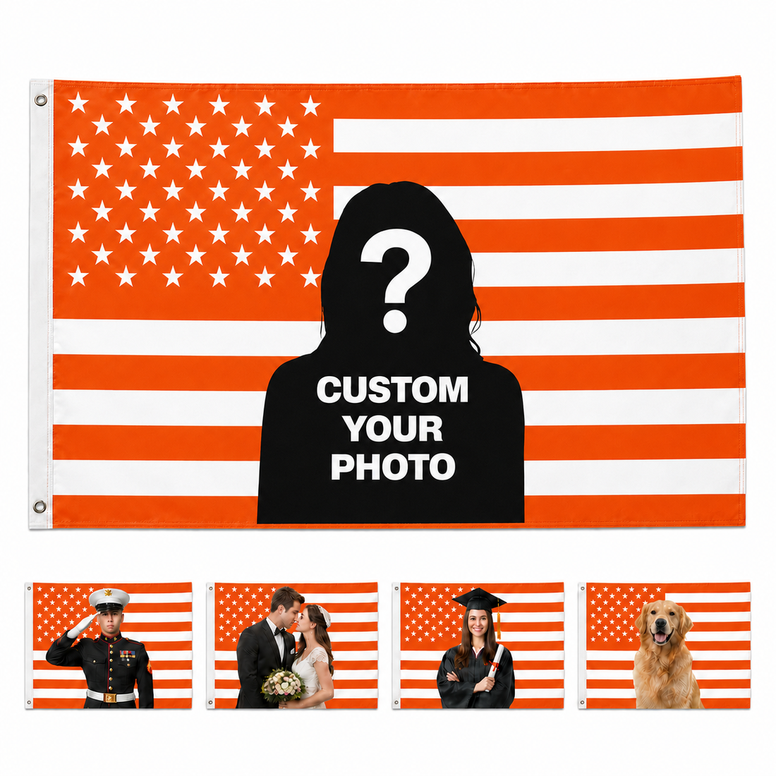 Custom Photo American Flag Banner - Orange product image 1